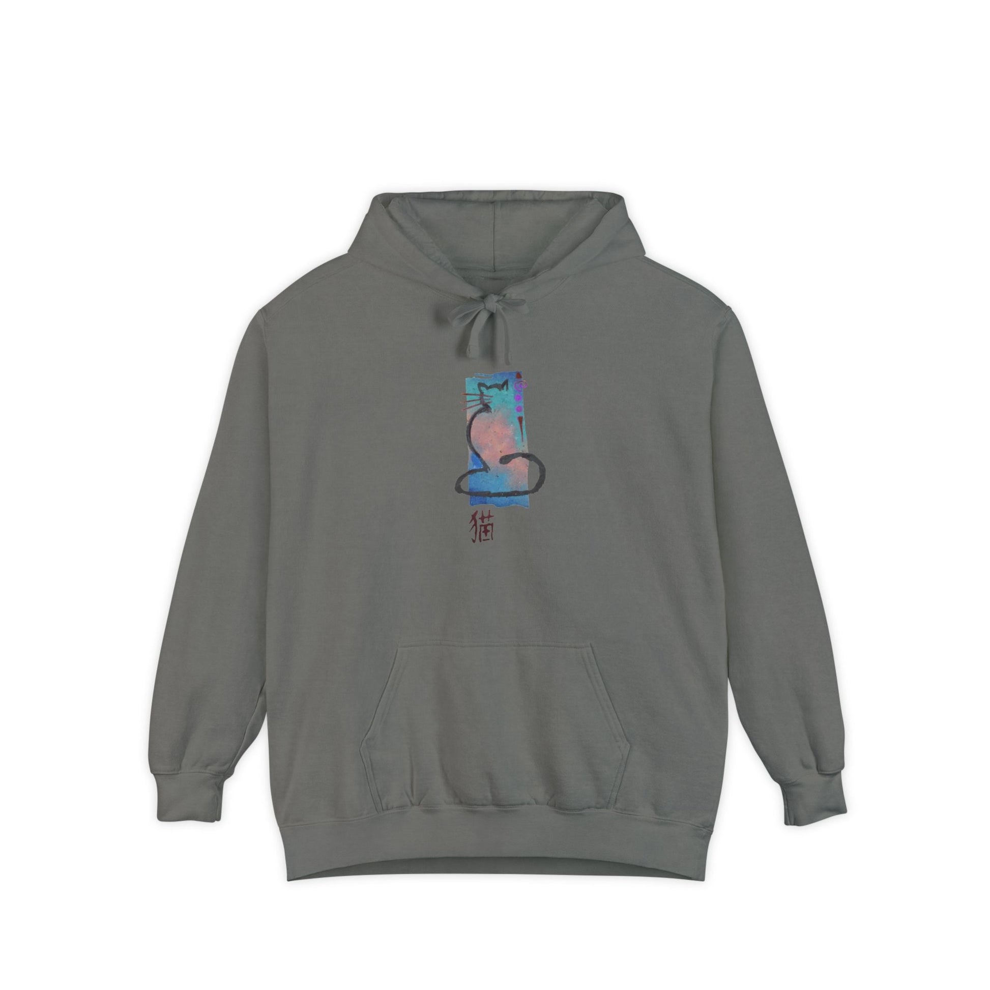 Unisex Garment - Dyed Hoodie Cat Design - Steel Pony