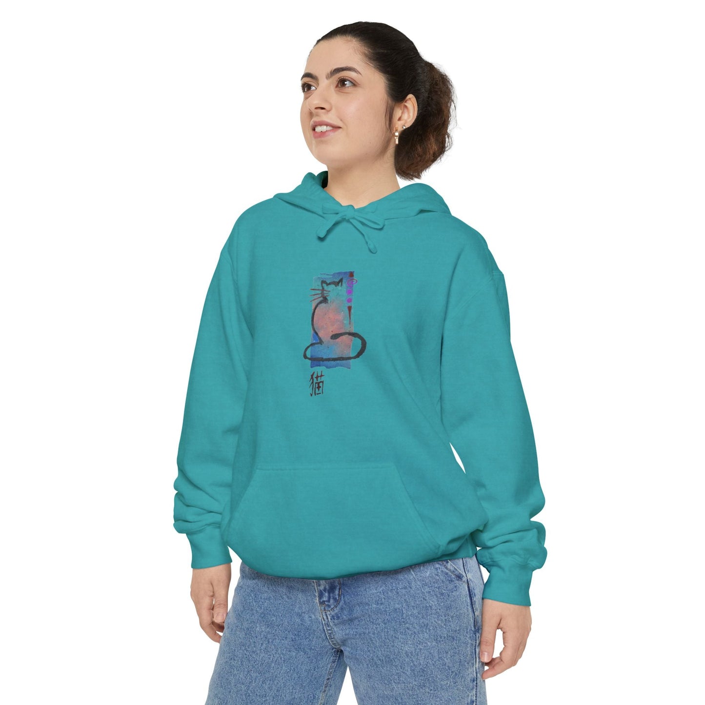 Unisex Garment - Dyed Hoodie Cat Design - Steel Pony