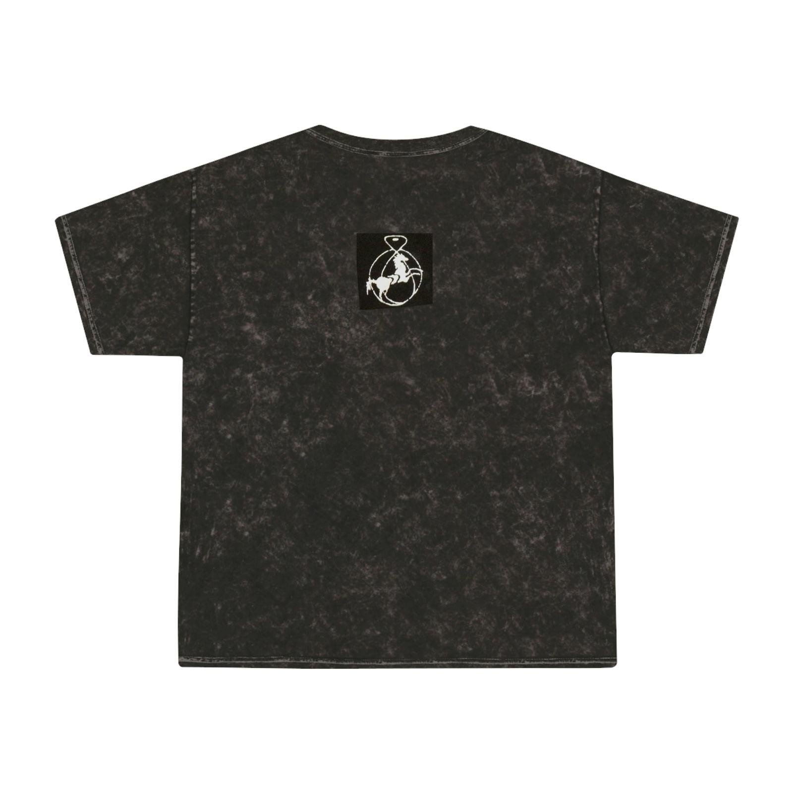 Unisex Mineral Wash T - Shirt Cat Print - Steel Pony