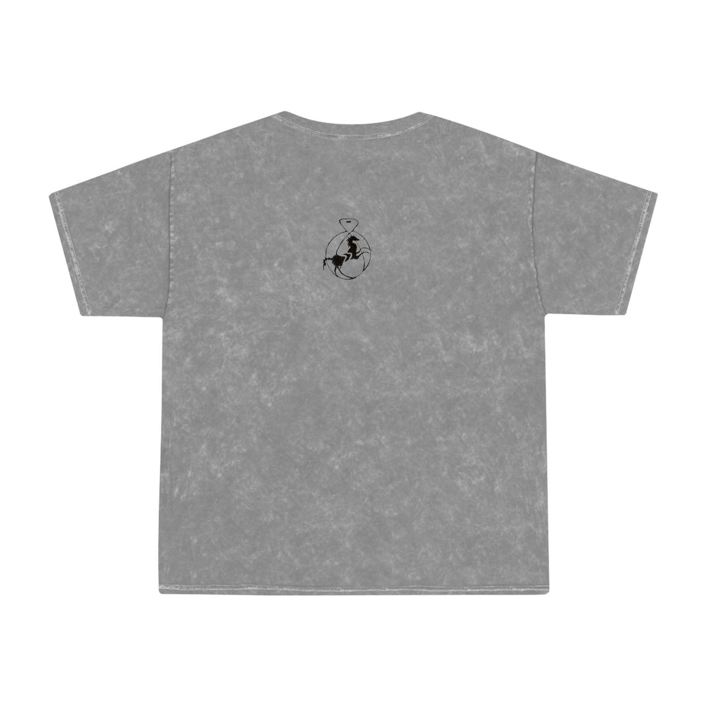 Unisex Mineral Wash T - Shirt Cat Print - Steel Pony