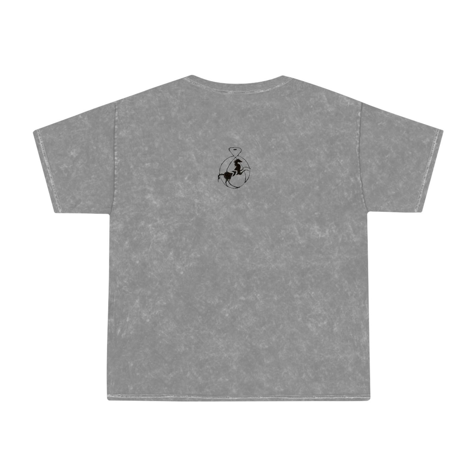 Unisex Mineral Wash T - Shirt Cat Print - Steel Pony