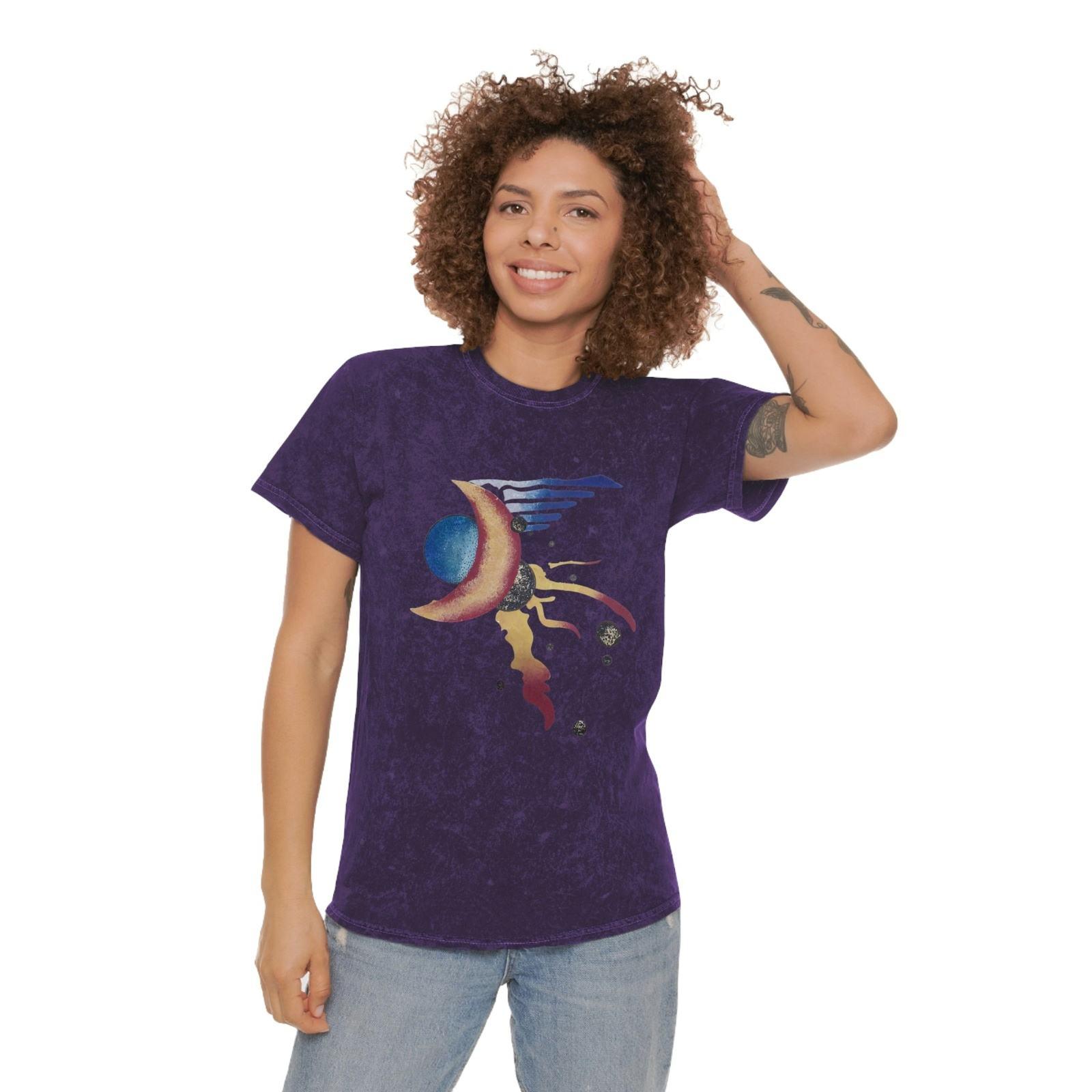 Unisex Mineral Wash T - Shirt crescent moon - Steel Pony