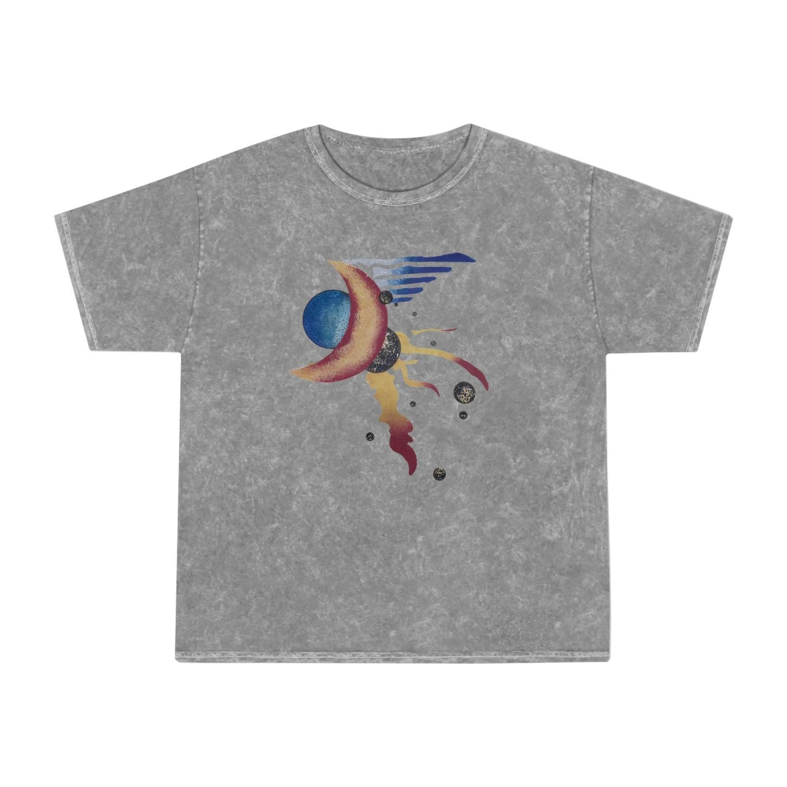 Unisex Mineral Wash T - Shirt crescent moon - Steel Pony