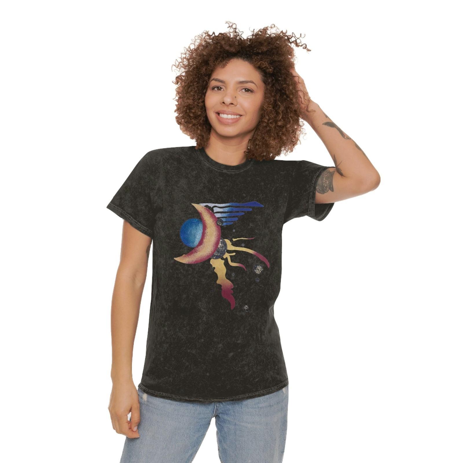 Unisex Mineral Wash T - Shirt crescent moon - Steel Pony