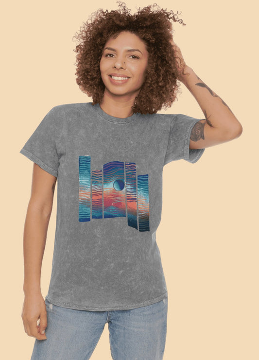 Unisex Mineral Wash T - Shirt Evening Sky - Steel Pony