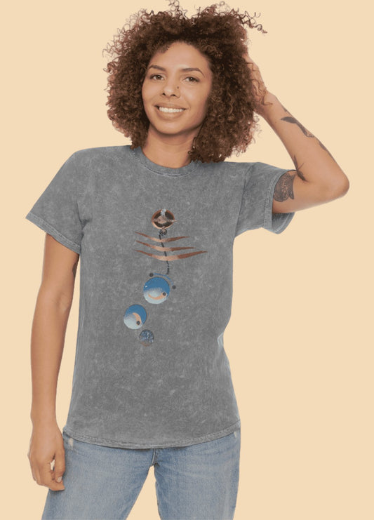 Unisex Mineral Wash T - Shirt round robin - Steel Pony