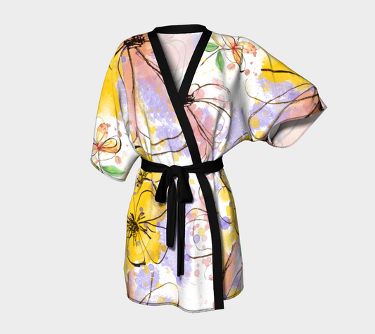 Whispers in Bloom Silk Kimono Robe