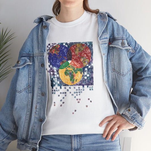 Interconnected Worlds | Abstract Earth Art Unisex Cotton T-Shirt