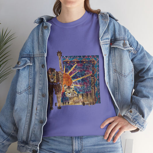 Strength & Reflection | Majestic Lions Abstract Art Unisex T-Shirt