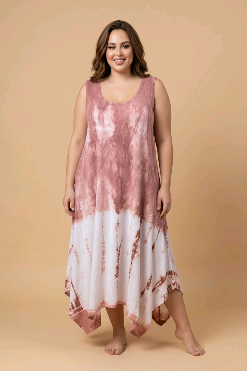 Shibori Paula Dress in Blush Rose