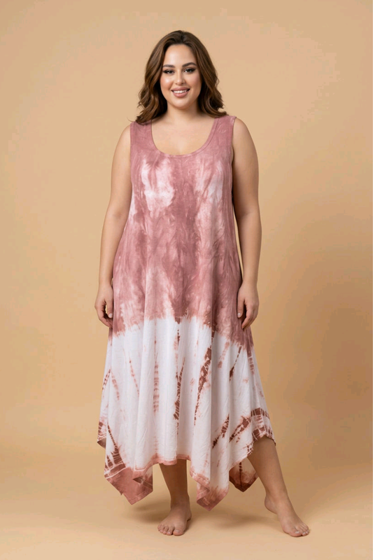 Shibori Paula Dress in Blush Rose