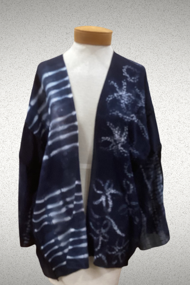 Shibori-Dyed Silk Crepe de Chine Kimono – Infused with Reiki Energy