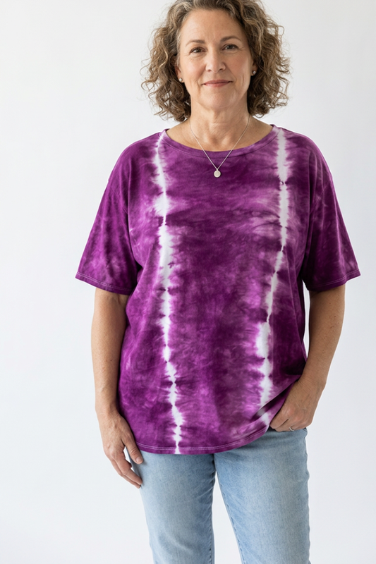 One of a Kind Vertical Stripe Shibori Tee
