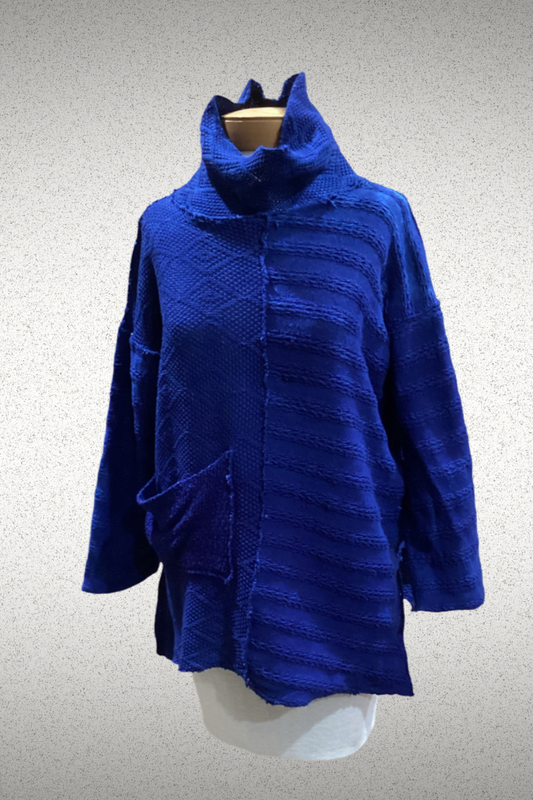 Elegant Textured Cobalt Sweater