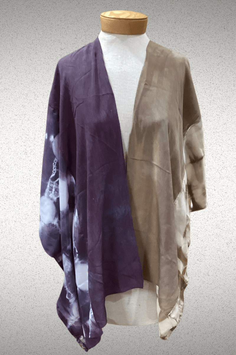Neural Color Blocked Silk Kimono Jacket