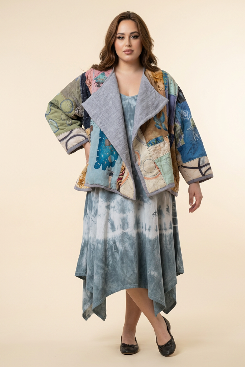 One-of-a-Kind Reversible Hand-Stitched Patchwork Quilted Jacket