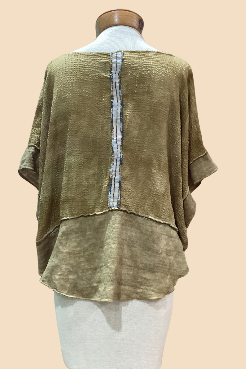Embroidered Odette Cotton Mixed Texture Topper Vest One Size