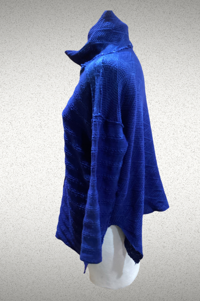 Elegant Textured Cobalt Sweater