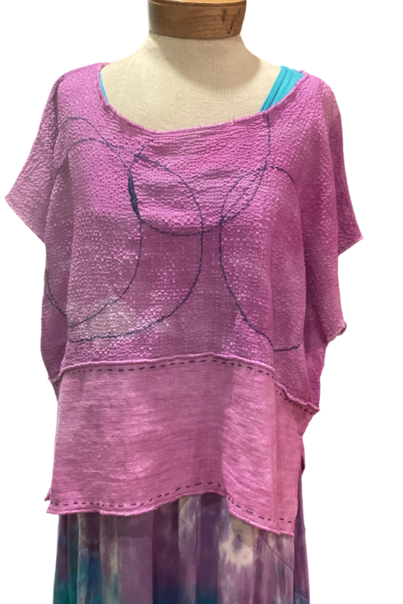 Embroidered Odette Cotton Mixed Texture Topper Vest One Size