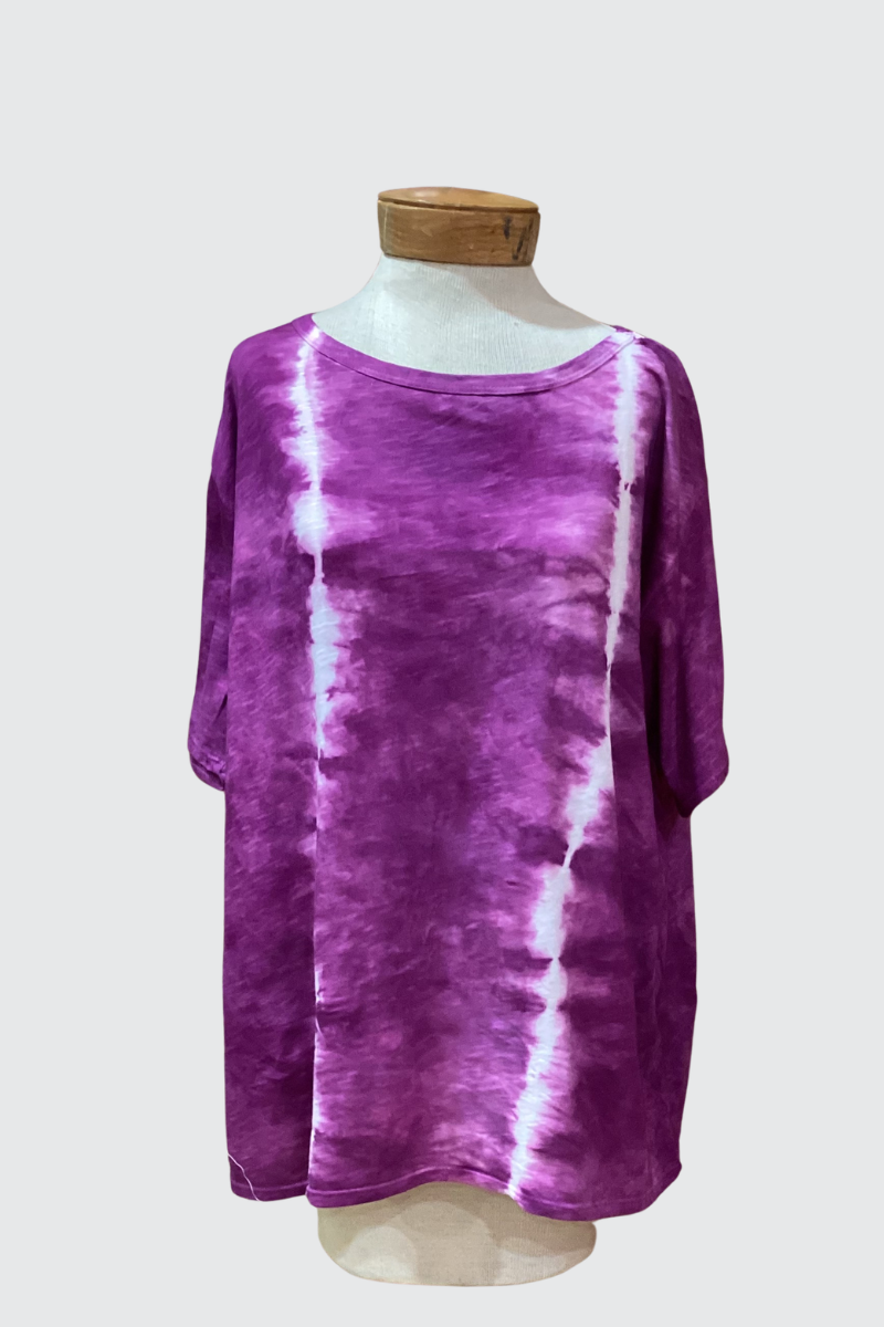 One of a Kind Vertical Stripe Shibori Tee