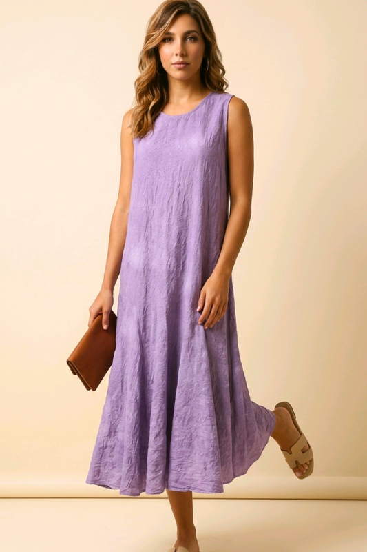 Stella Cotton Gauze Dress in Violet