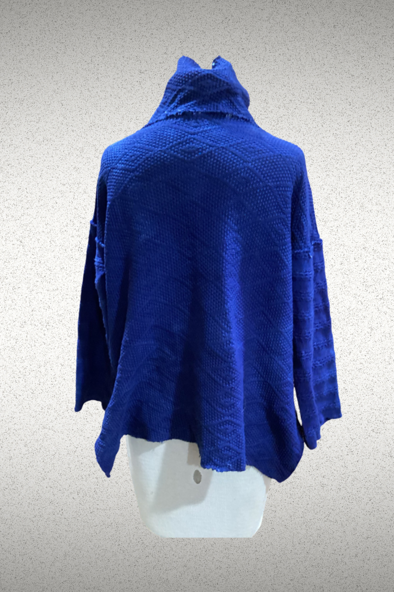 Elegant Textured Cobalt Sweater