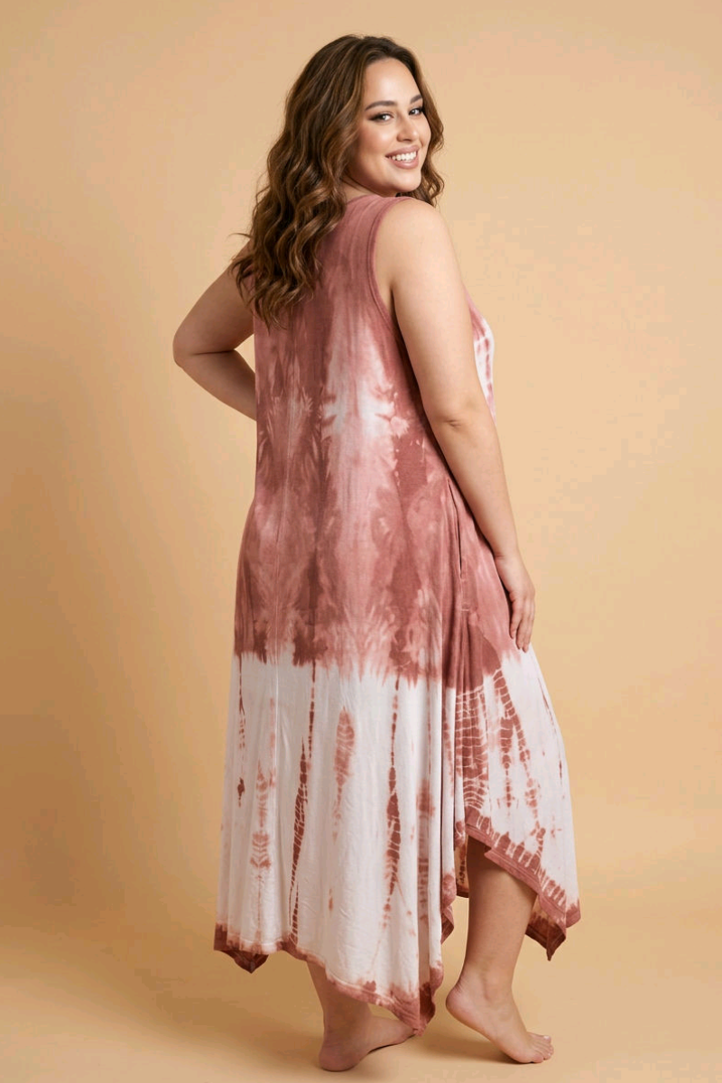 Shibori Paula Dress in Blush Rose