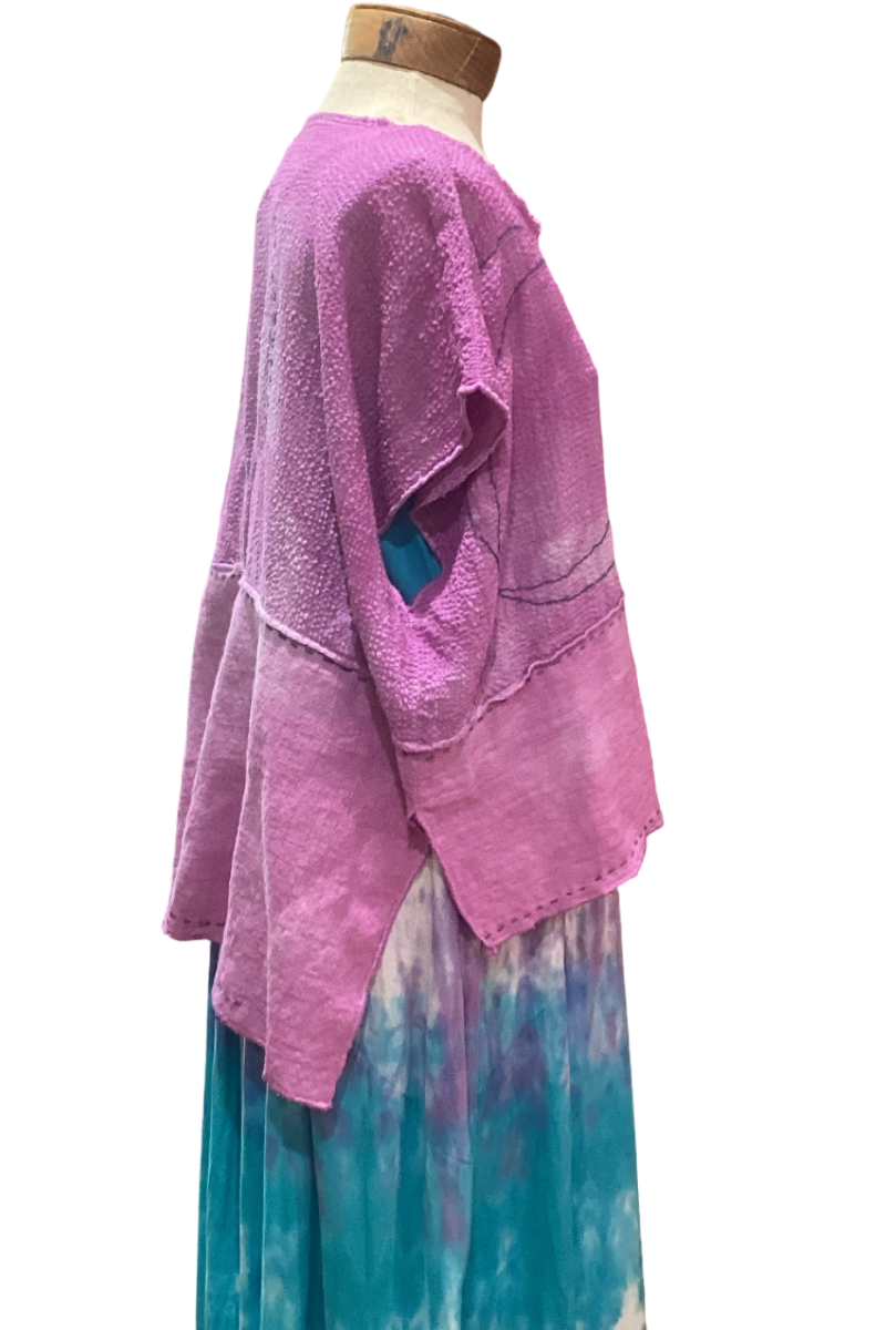 Embroidered Odette Cotton Mixed Texture Topper Vest One Size