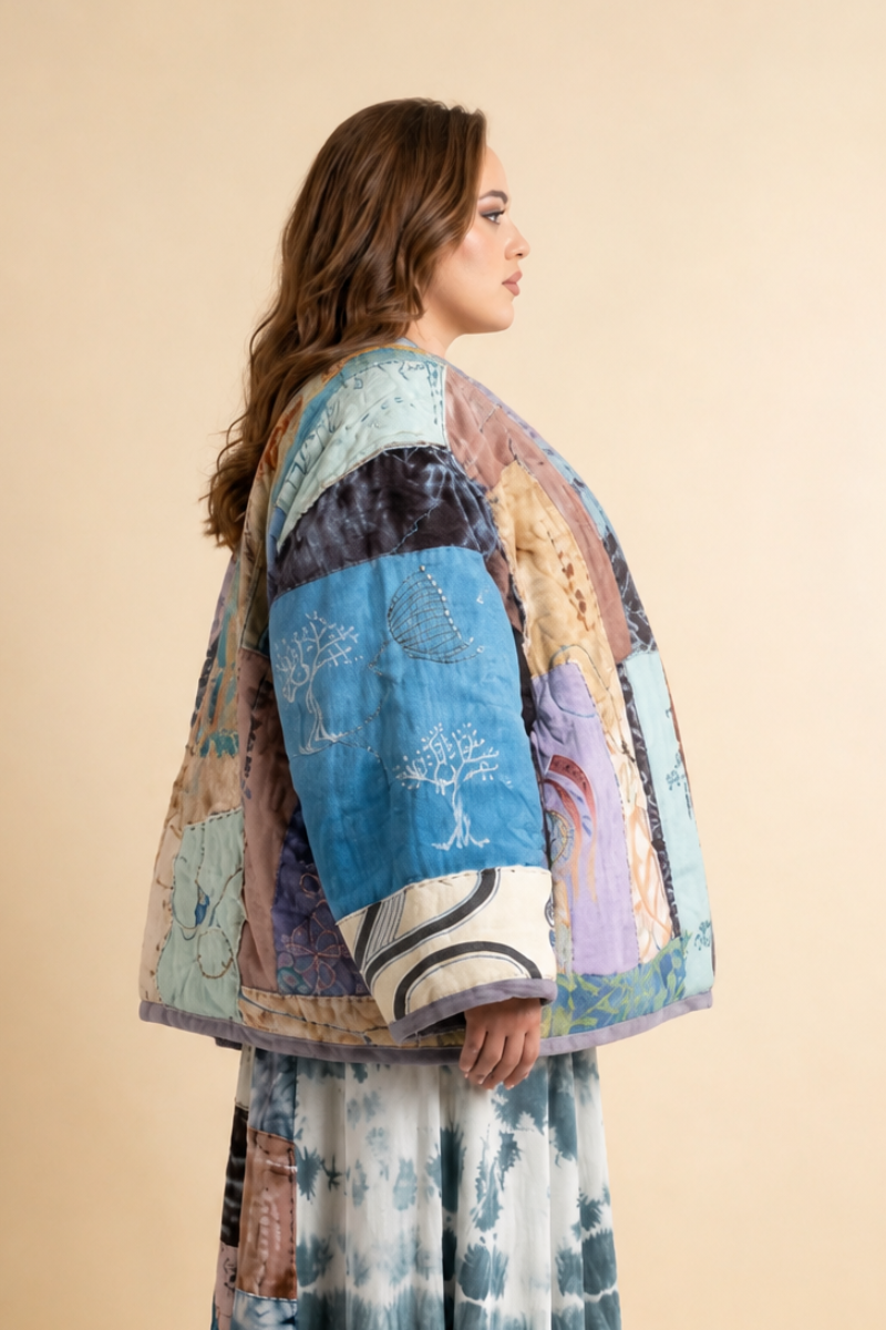 One-of-a-Kind Reversible Hand-Stitched Patchwork Quilted Jacket