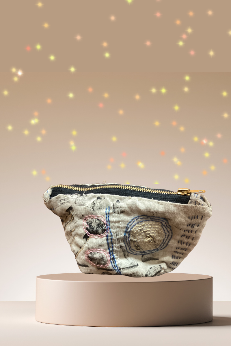 Hand-Painted Linen Stitch Pouch