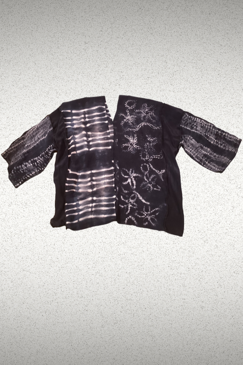 Shibori-Dyed Silk Crepe de Chine Kimono – Infused with Reiki Energy