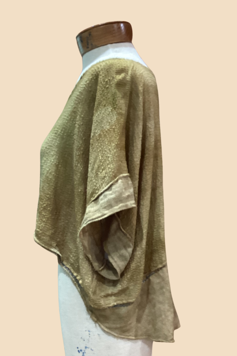 Embroidered Odette Cotton Mixed Texture Topper Vest One Size