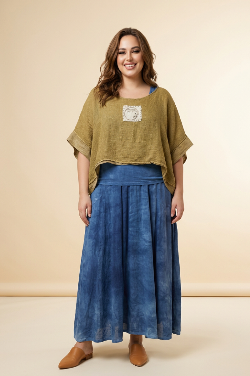 Embroidered Odette Cotton Mixed Texture Topper Vest One Size