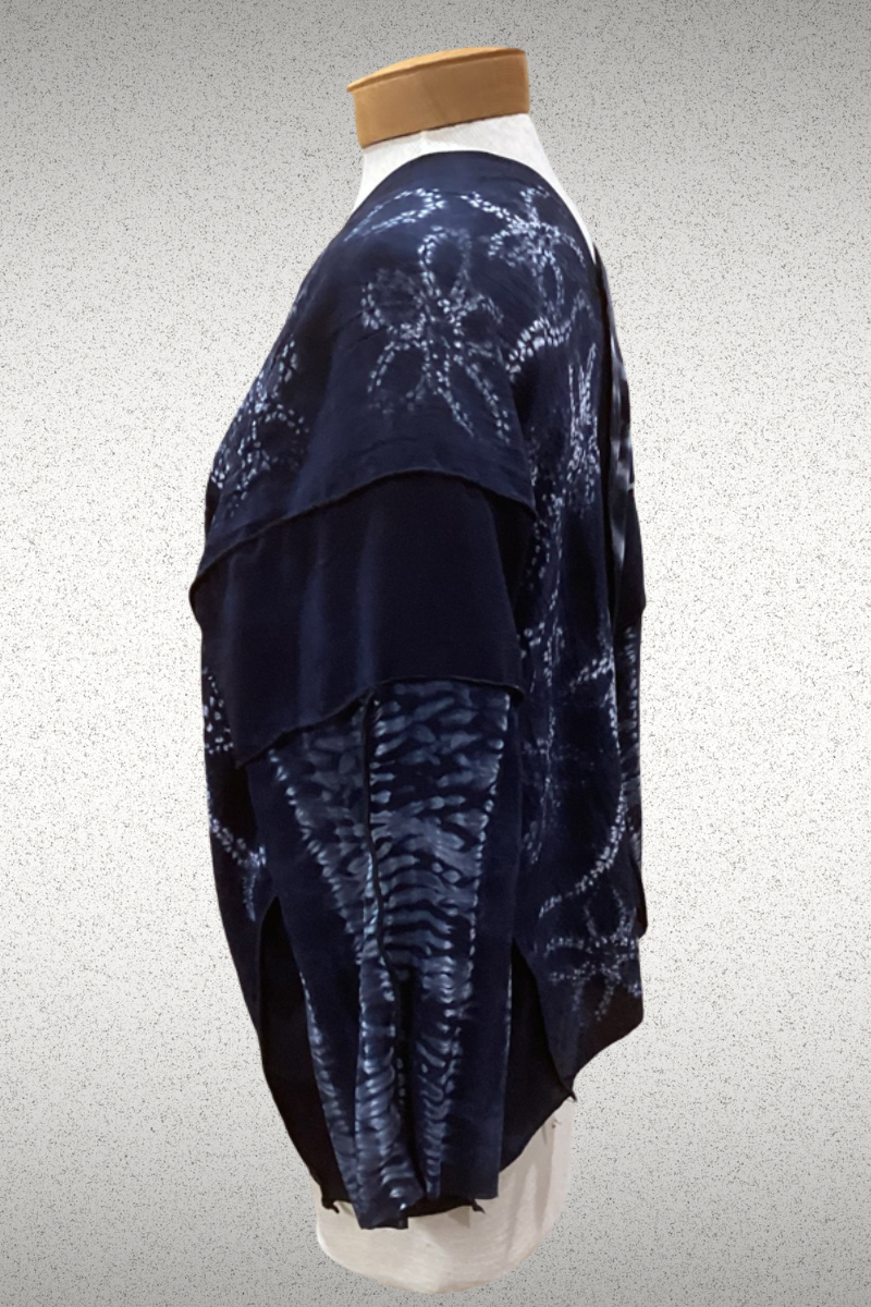 Shibori-Dyed Silk Crepe de Chine Kimono – Infused with Reiki Energy