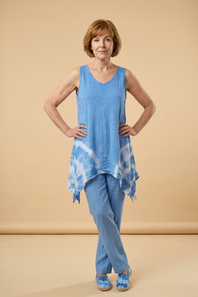 Astrid A-Line Tank in Thalo Blue