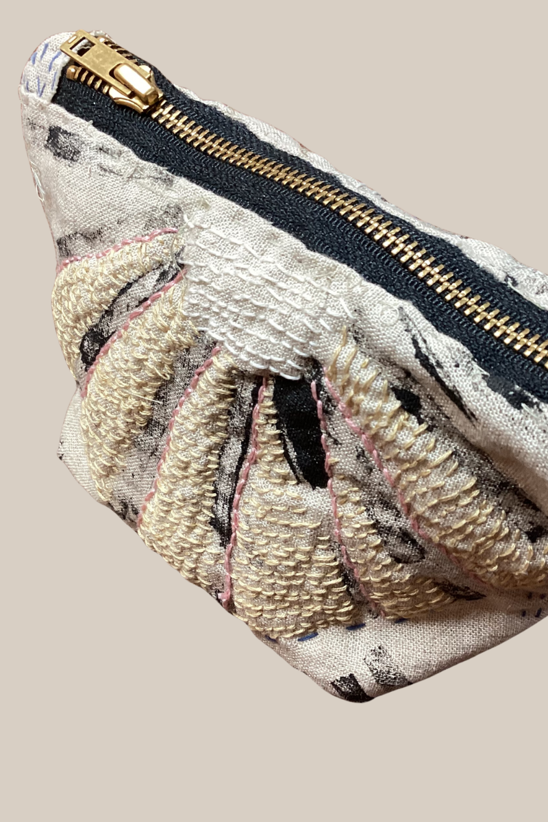 Hand-Painted Linen Stitch Pouch