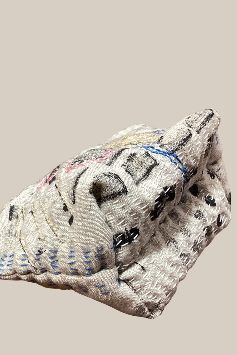 Hand-Painted Linen Stitch Pouch