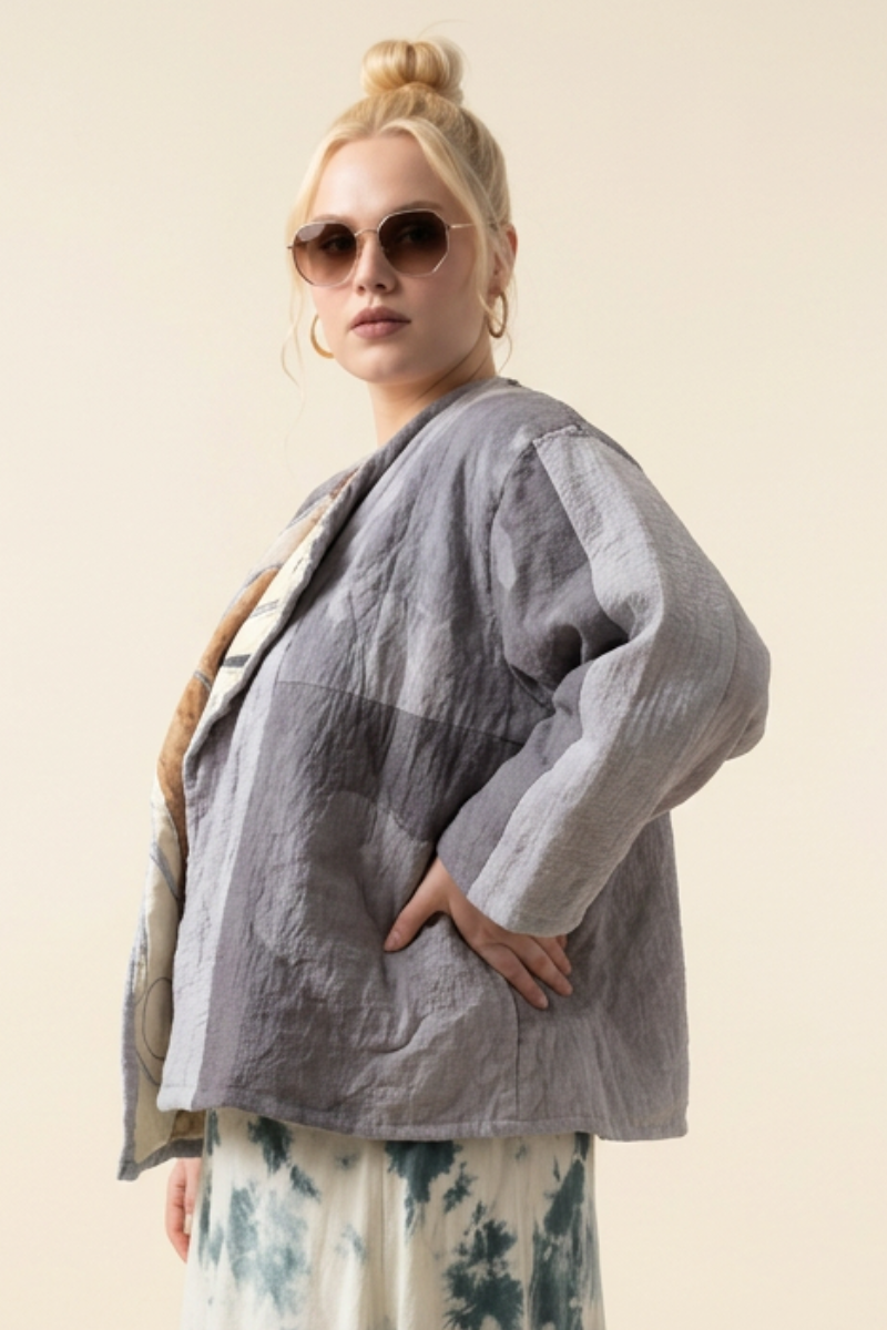 One-of-a-Kind Reversible Hand-Stitched Patchwork Quilted Jacket