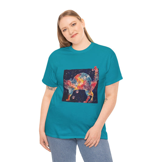 Cosmic Paws | Vibrant Galaxy Cat Art Unisex T-Shirt