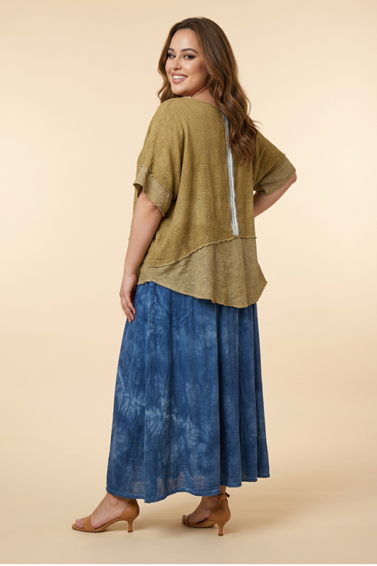 Embroidered Odette Cotton Mixed Texture Topper Vest One Size