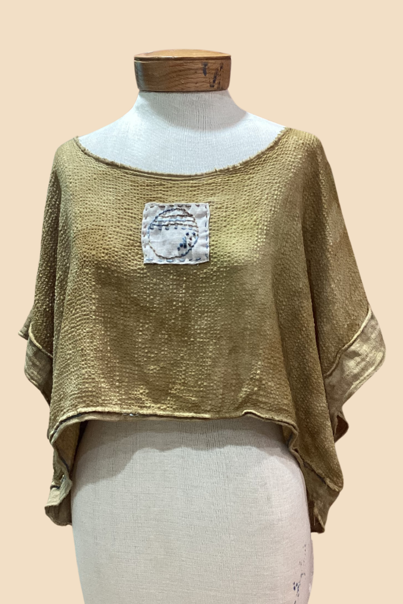 Embroidered Odette Cotton Mixed Texture Topper Vest One Size