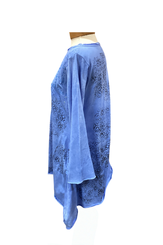 Hand-Painted & Hand-Embroidered Cotton Tunic — Size Medium