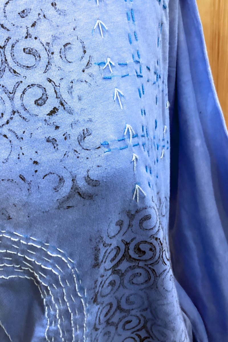 Hand-Painted & Hand-Embroidered Cotton Tunic — Size Medium