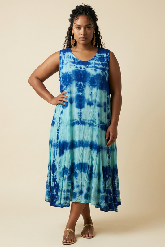 Indigo Waters Hand-Dyed Cotton Dress | 3X