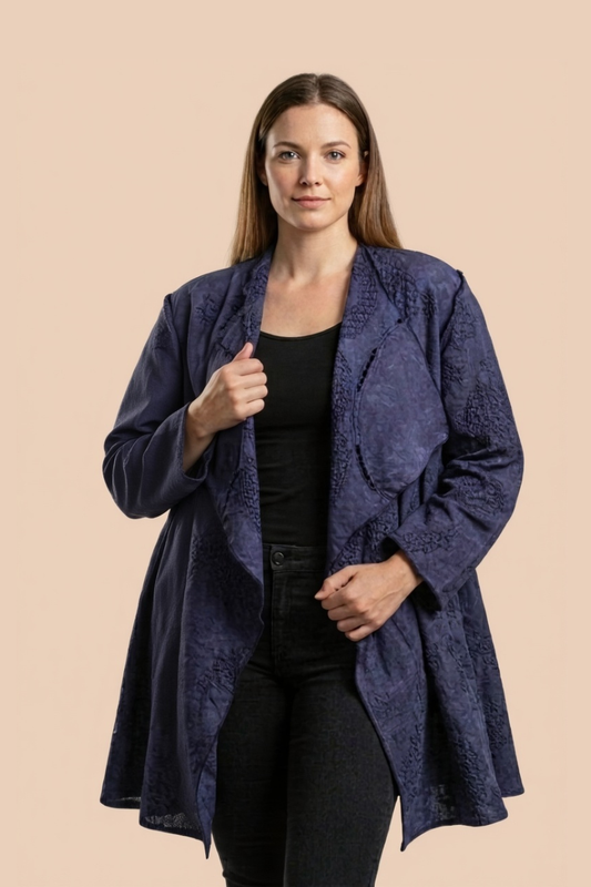 Hand-Dyed Embroidered Cotton Jacket
