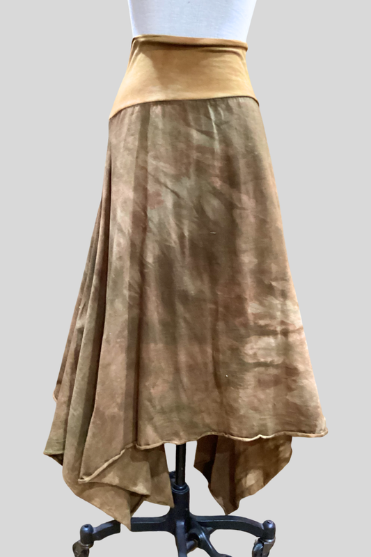 Hand-Dyed Cotton Knit Skirt in Toast