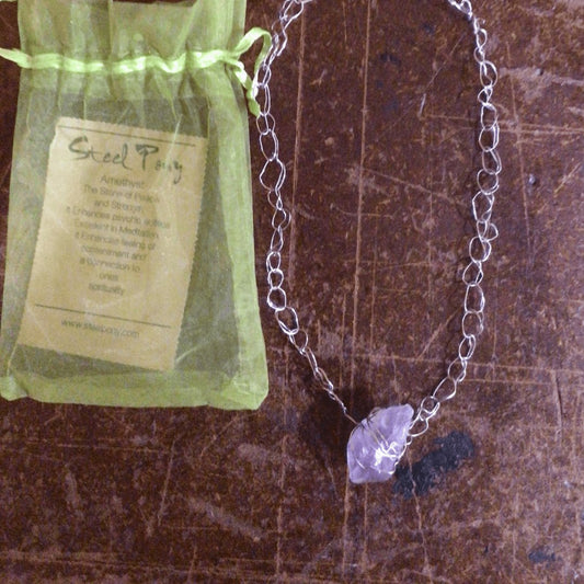 Amethyst Necklace - Steel Pony