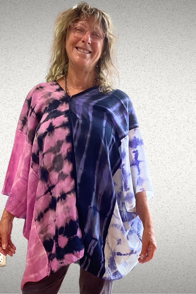 Mantra Silk Poncho of Many Colors - Steel Pony