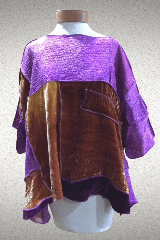 Patchwork Velvet Pullover - Steel Pony