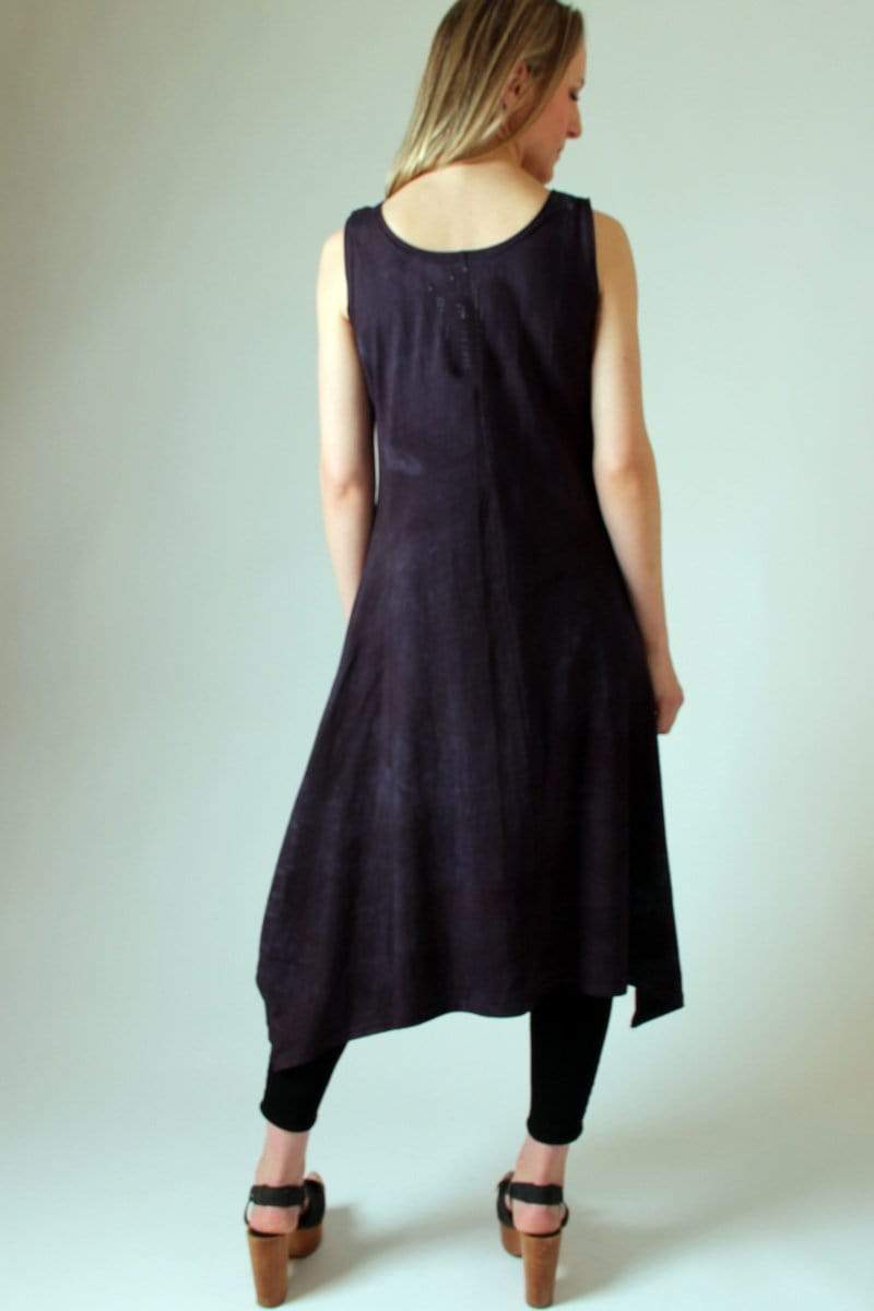 Bohemian Cotton Jersey Hand dyed Basic Dress with Asymmetric 